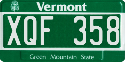 VT license plate XQF358