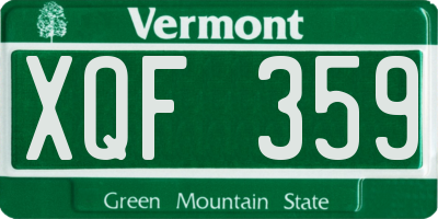 VT license plate XQF359