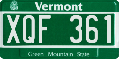 VT license plate XQF361
