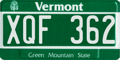 VT license plate XQF362