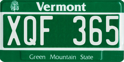 VT license plate XQF365