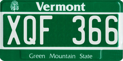 VT license plate XQF366