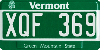 VT license plate XQF369