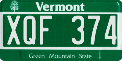 VT license plate XQF374