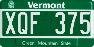 VT license plate XQF375