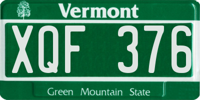 VT license plate XQF376