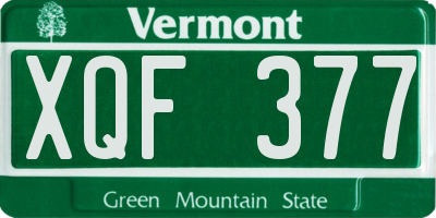VT license plate XQF377