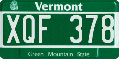 VT license plate XQF378