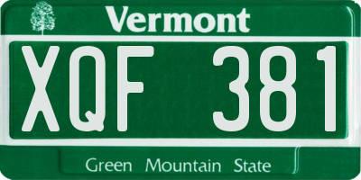 VT license plate XQF381