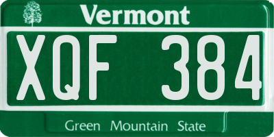 VT license plate XQF384