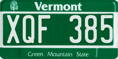 VT license plate XQF385