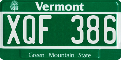 VT license plate XQF386