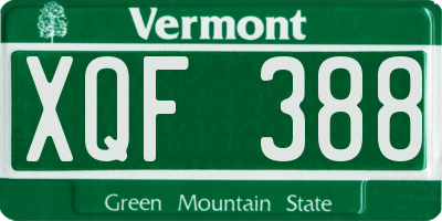 VT license plate XQF388