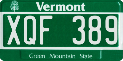 VT license plate XQF389