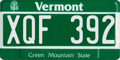 VT license plate XQF392