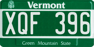 VT license plate XQF396