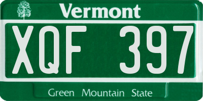 VT license plate XQF397
