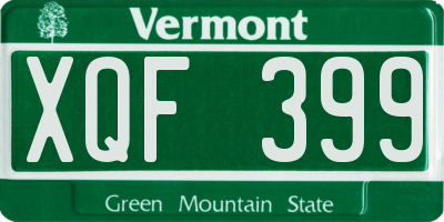 VT license plate XQF399