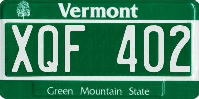 VT license plate XQF402
