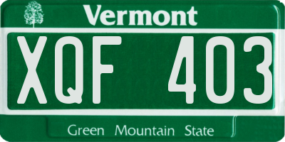 VT license plate XQF403