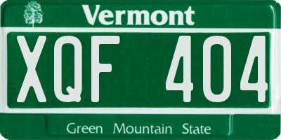 VT license plate XQF404