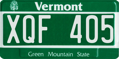 VT license plate XQF405