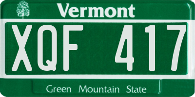 VT license plate XQF417