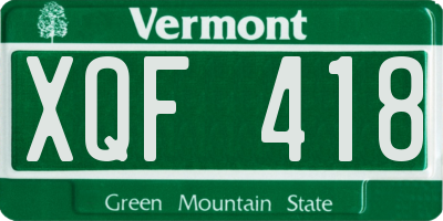 VT license plate XQF418