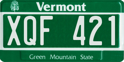 VT license plate XQF421