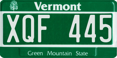 VT license plate XQF445