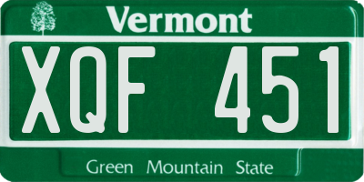 VT license plate XQF451