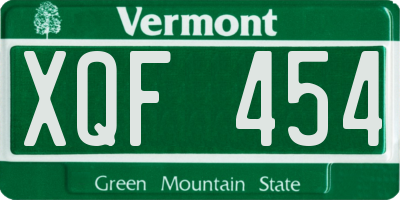 VT license plate XQF454