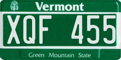 VT license plate XQF455