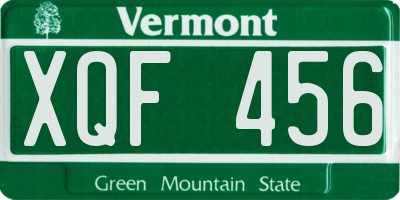 VT license plate XQF456