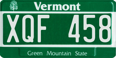VT license plate XQF458