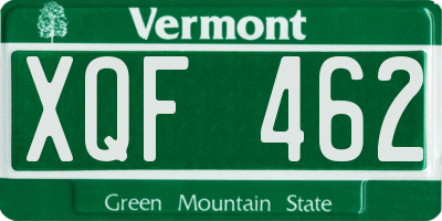 VT license plate XQF462