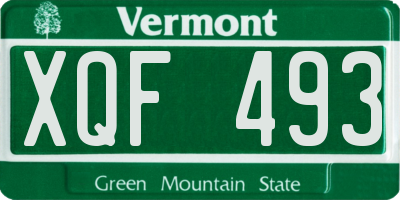 VT license plate XQF493