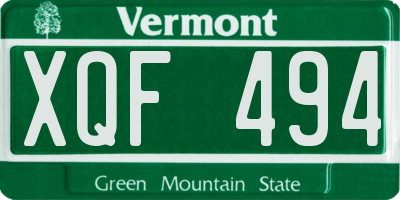 VT license plate XQF494
