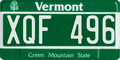 VT license plate XQF496