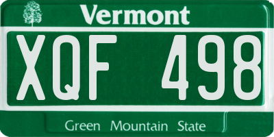 VT license plate XQF498