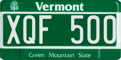 VT license plate XQF500
