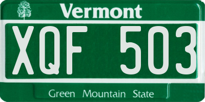 VT license plate XQF503