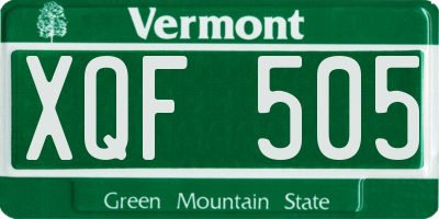 VT license plate XQF505