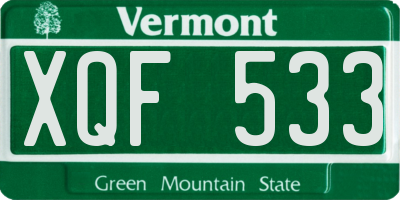 VT license plate XQF533