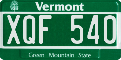 VT license plate XQF540