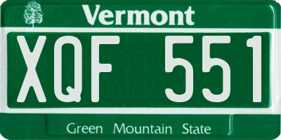 VT license plate XQF551