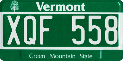 VT license plate XQF558