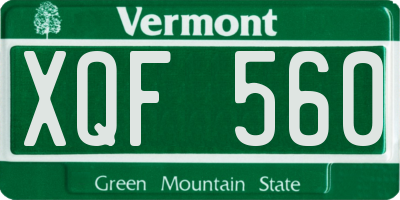 VT license plate XQF560