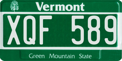 VT license plate XQF589
