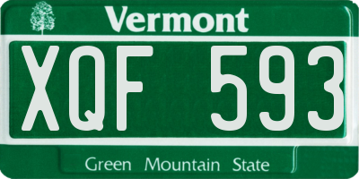 VT license plate XQF593